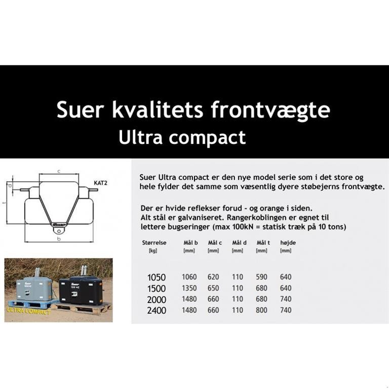 Frontgewicht des Typs Suer 1050 kg ultra kompakt - www.suer.dk GRATIS LEVERING, Gebrauchtmaschine in Tønder (Bild 2)