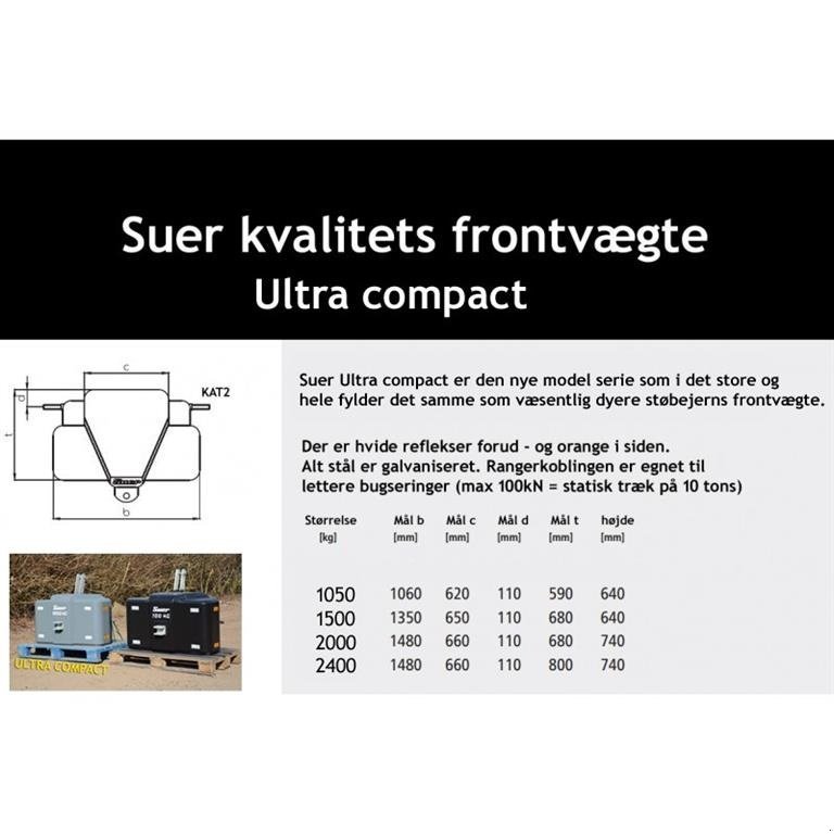 Frontgewicht des Typs Suer 2400 kg ultra kompakt - www.suer.dk  GRATIS LEVERING, Gebrauchtmaschine in Tønder (Bild 2)