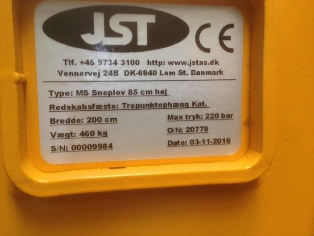 Schneeräumschild des Typs JST MS-200 Sneplov, Gebrauchtmaschine in Roskilde (Bild 5)