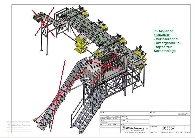 Sonstige Kartoffeltechnik des Typs EURO-Jabelmann gebr. Verteilerband mit 7 Fallsegel a. 5 Stufen inkl. Untergestell und Podest für Sortieranlage z.B. JKS 144, Gebrauchtmaschine in Itterbeck (Bild 2)