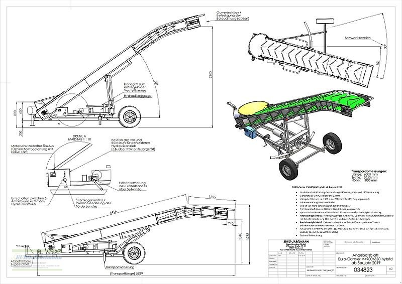 Sonstige Düngung & Pflanzenschutztechnik des Typs EURO-Jabelmann Förderband, EURO-Carry 4900/650, elektrisch/hydraulisch, schwenkbar, NEU, Neumaschine in Itterbeck (Bild 1)