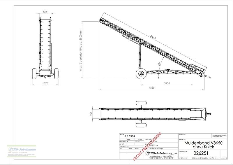 Förderanlage des Typs EURO-Jabelmann Förderband, EURO-Band V 8650, 8 m, NEU, Neumaschine in Itterbeck (Bild 24)