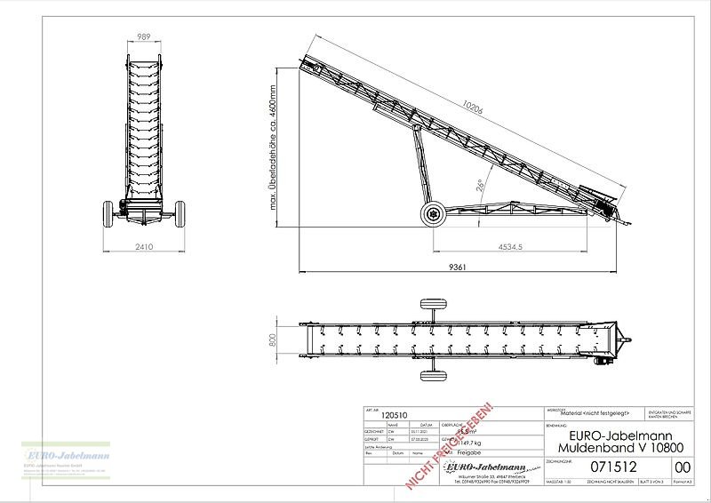 Förderanlage des Typs EURO-Jabelmann Förderband, EURO-Band V 10650, 10 m, NEU, Neumaschine in Itterbeck (Bild 23)